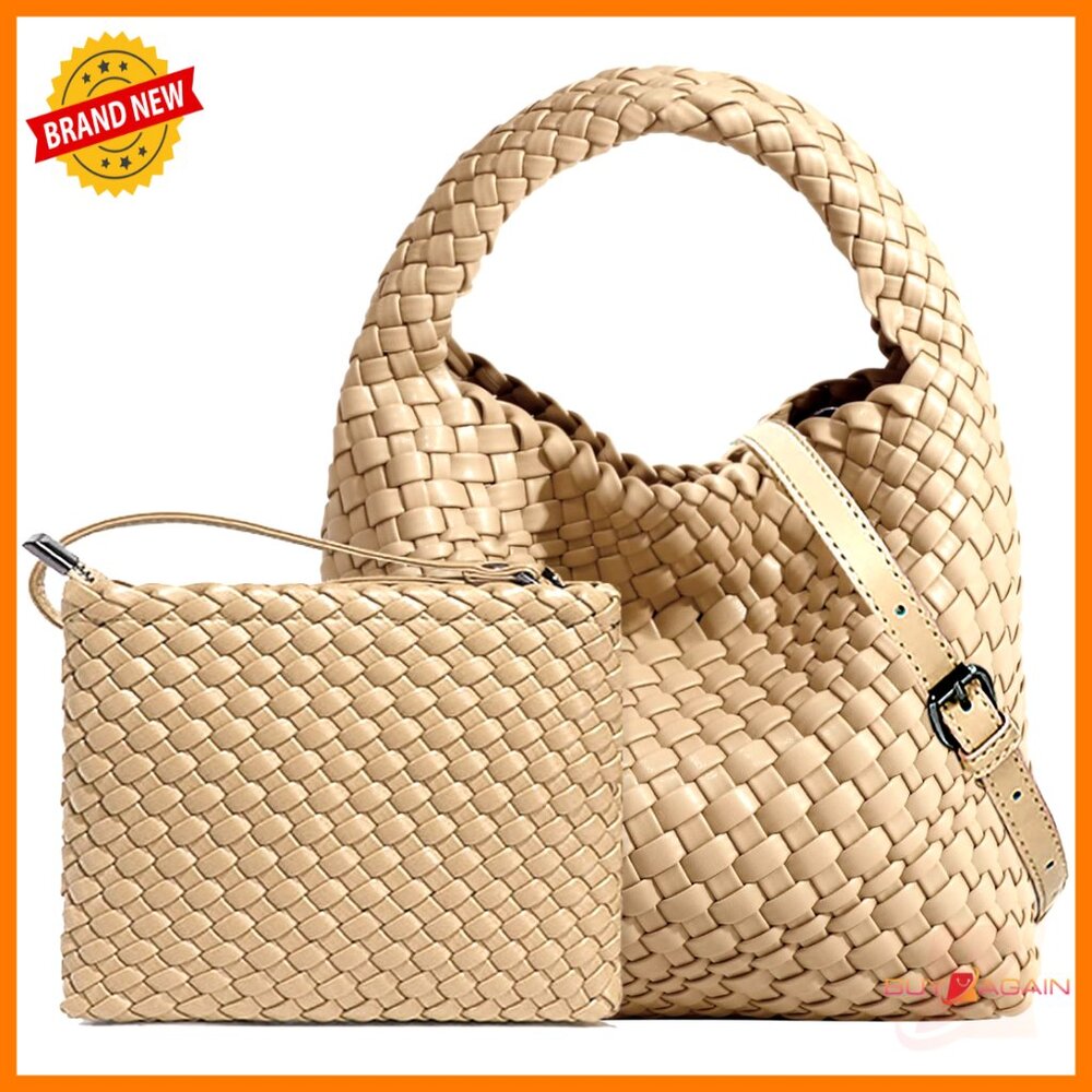 Small Woven Vegan Leather Hobo Tote Crossbody Shoulder Bag Mini Purse